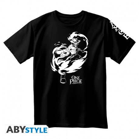 TSHIRT PORTGAS D ACE NOIR UNISEXE ONE PIECE TAILLE (L)